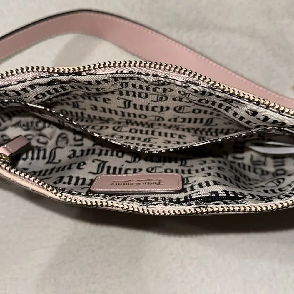 JC Tan Blush Pink White Tooled Logo Faux Leather Hobo Bag Purse